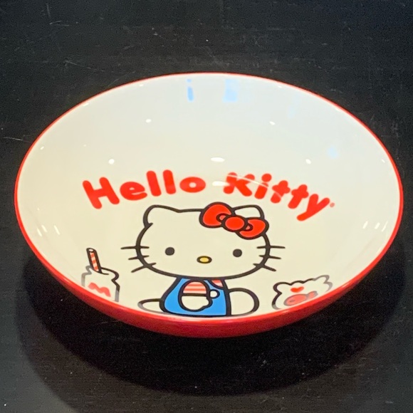 Hello Kitty with Milk Bottle and Goldfish Bowl 9” Ceramic Dinner Bowl - Picture 3 of 8